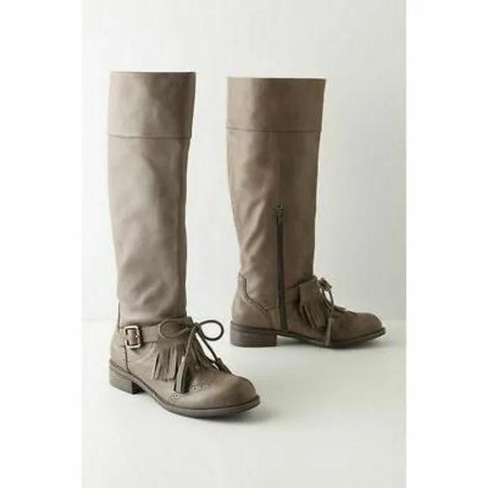 Lucky Penny Dawn Oxford Tassel Boots‎ Women's Size 7 Gray Leather Knee High
